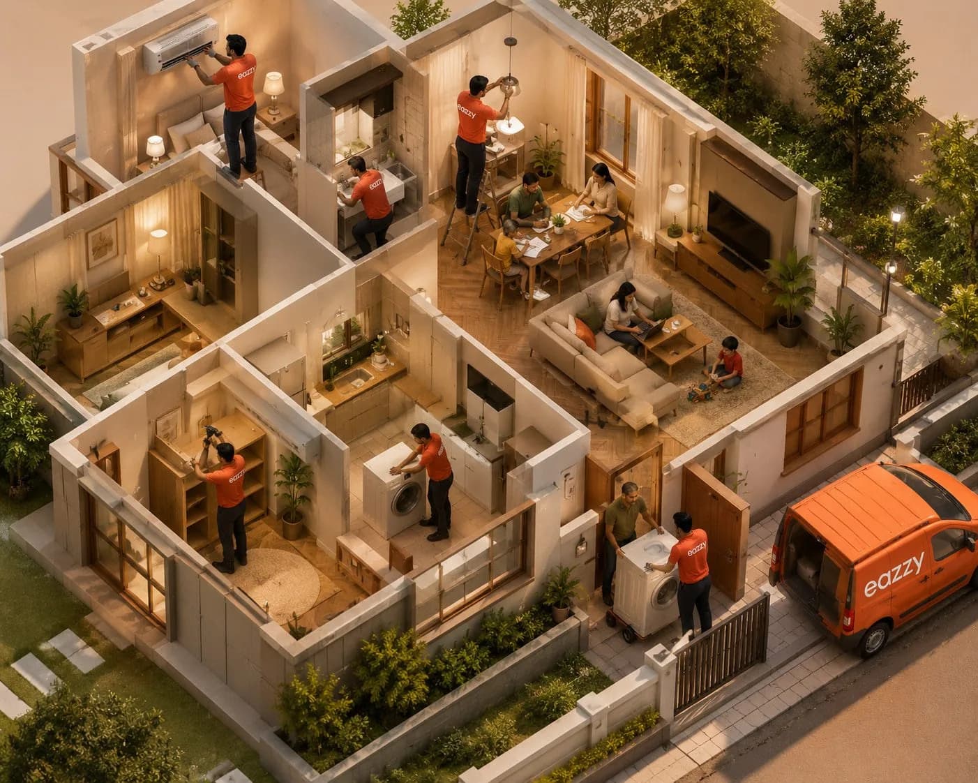A cutaway of a home cared for by Eazzy